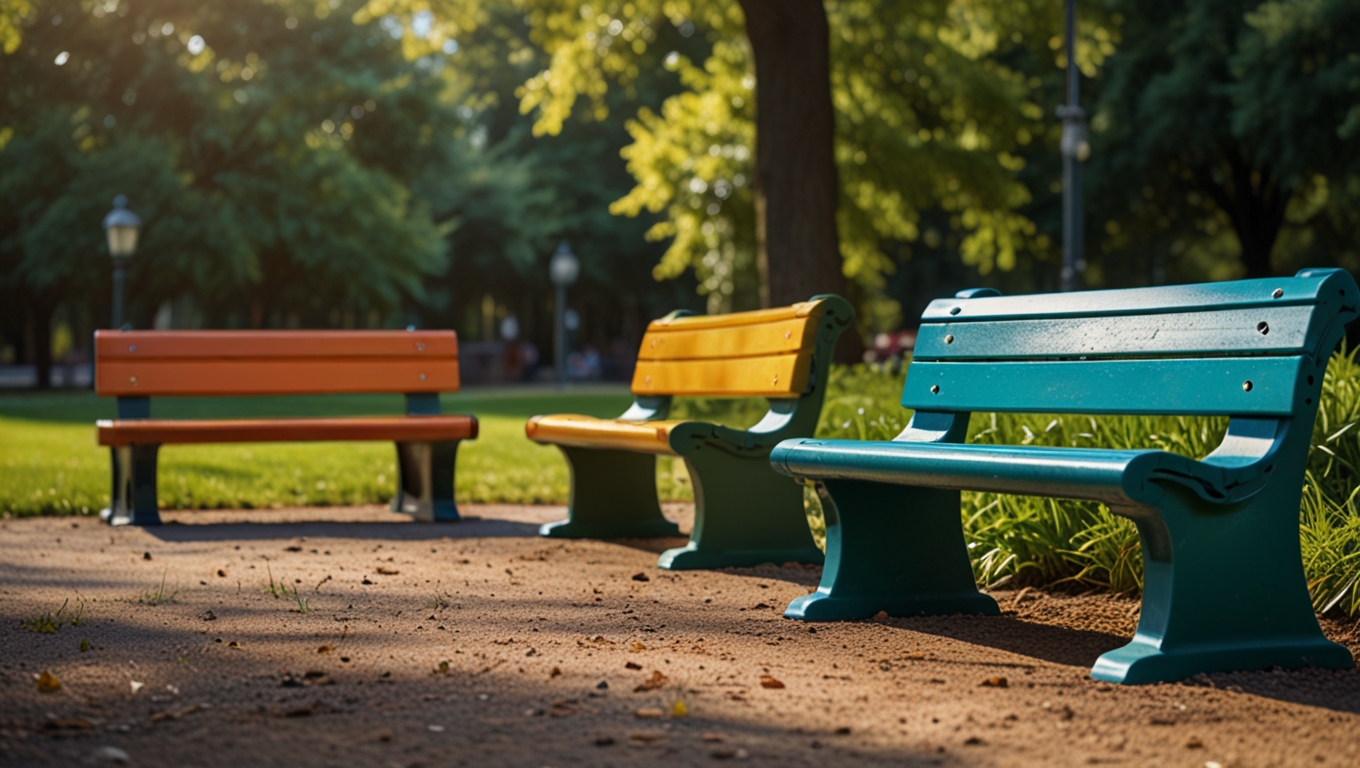 Bănci și mobilier urban din plastic PET reciclat în parc