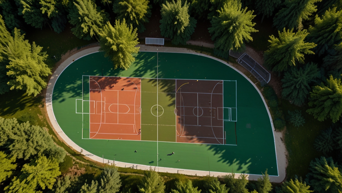 Pistă de alergare și teren de baschet din materiale reciclate în Pădurea Căldăraru